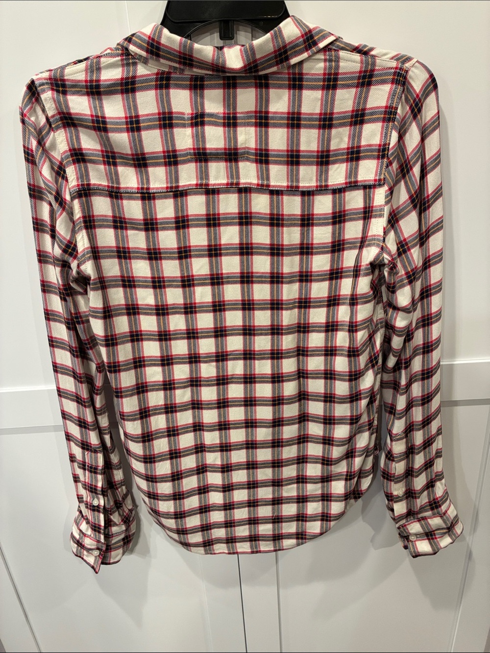 Abercrombie & Fitch Dark Blue Plaid Button Up Fall Top - Picture 3 of 7
